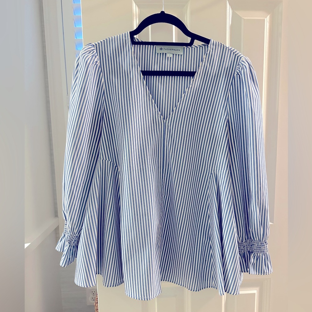 Tuckernuck blue and white A-line swing top